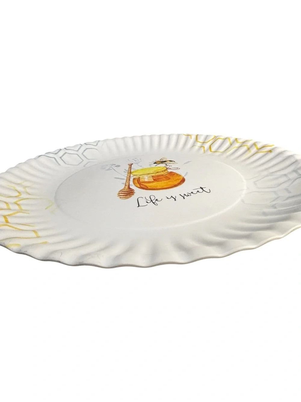 Rachel Ashwell The Farmhouse Life is Sweet Melamine Platter 16” Across Honey Bee